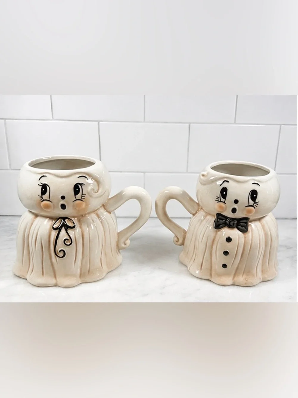 Johanna Parker Halloween Mr & Mrs KOOKY SPOOKY Figural Ghost Mug Set NEW 2026